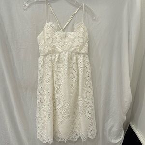 Maeve Anthropologie White Eyelet midi Dress size 4